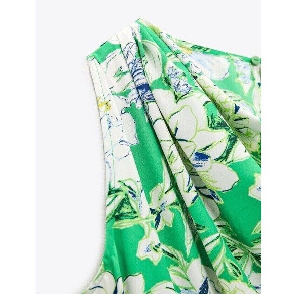 NWT ZARA Tropical Floral Print Belted Jumpsuit in Green WOMEN'S Small - Picture 6 of 9